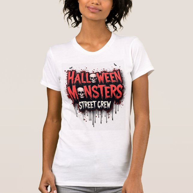Camiseta da Tripulação do Halloween Monsters Stree (Frente)