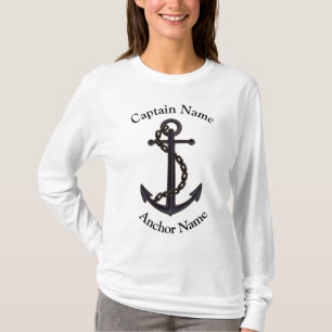 Camiseta da tripulação e barco personalizados do