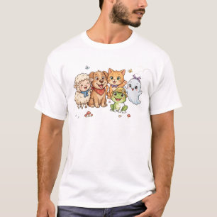 Camiseta da Turma Animal Engraçada Ovelha Cachor