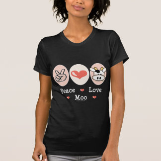Camiseta da vaca do MOO do amor da paz