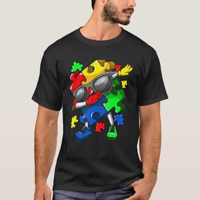 Camiseta Dab Autismo De Peças De Quebra-cabeça (Frente)
