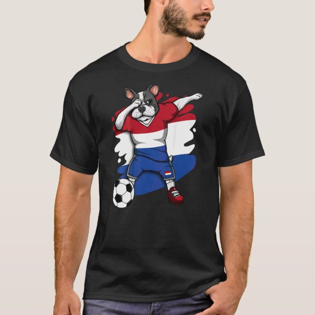 Camiseta Dab French Bulldog Netherlands Soccer Fans Jersey (Frente)