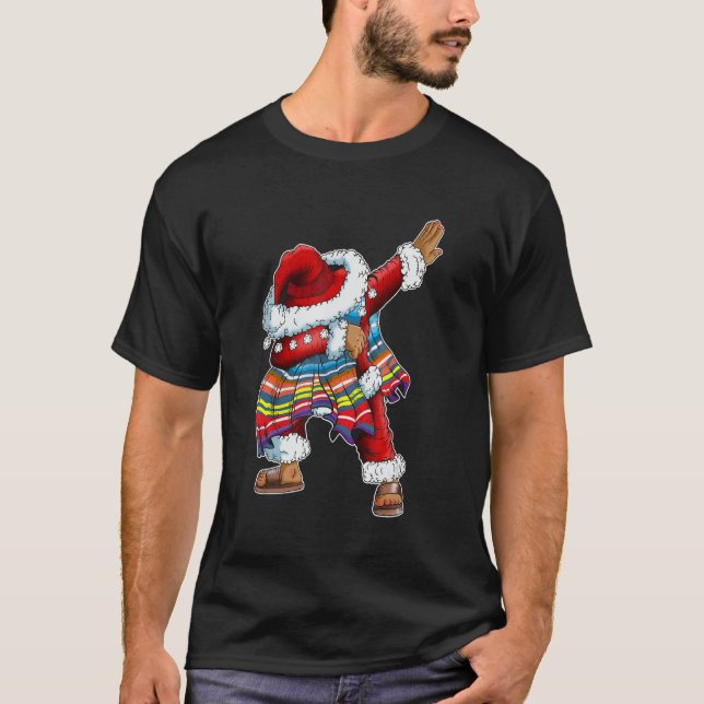 Camiseta Dab Santa Claus With Mexican Poncho Is Dabbing (Frente)