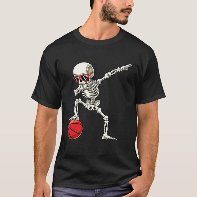 Camiseta Dab Skeleton  Dabbing Skeleton Basketball Boy Hall (Frente)