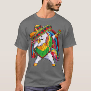Camiseta Dab Unicorn Poncho Sombrero Cinco De Mayo Kids Gir