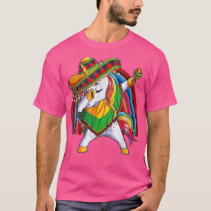 Camiseta Dab Unicorn Poncho Sombrero Cinco De Mayo Kids Gir