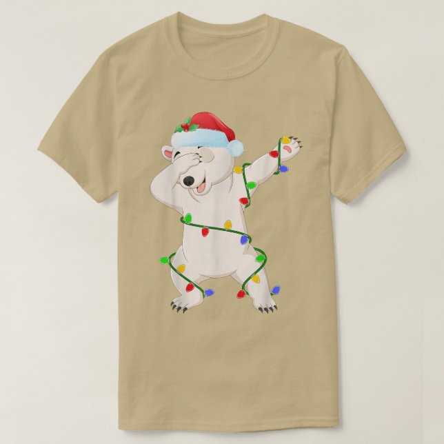 Camiseta Dabar Urso Polar Xmas Luz Com Um Urso Polar Engraç (Frente do Design)