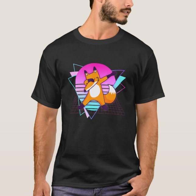 Camiseta Dabbbing Fox anos 80 90 de Miami Retro Vaprowave A (Frente)