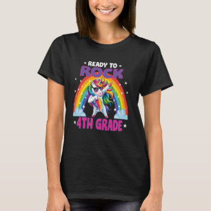 Camiseta Dabbin Unicorn Ready to Rock 4th Grade Girls prese