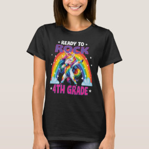 Camiseta Dabbin Unicorn Ready to Rock 4th Grade Girls prese