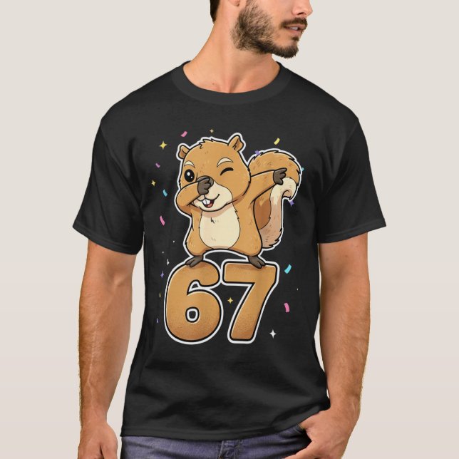 Camiseta Dabbing 67 Squirrel 67 Funny Six Seven Gen Z Slang (Frente)