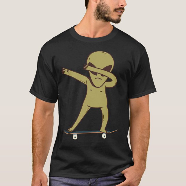 Camiseta Dabbing Alien Skater  Skateboard Dab (Frente)