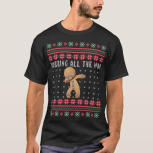 Camiseta Dabbing All Way Gingerbread Man Ugly Christmas