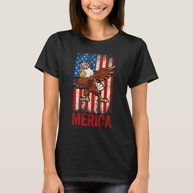 Camiseta Dabbing American Eagle 4 de julho Boys Men America (Frente)