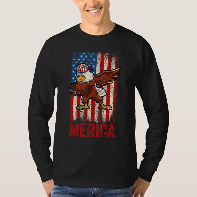 Camiseta Dabbing American Eagle 4 de julho Boys Men America (Frente)