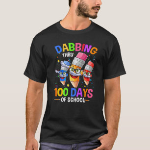 Camiseta Dabbing Através de 100 Dias de Escola Giz Professo