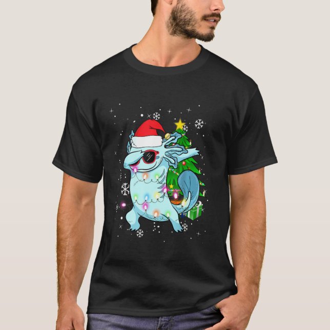 Camiseta Dabbing Axolotl Kids Garoto Jovens Pijamas de Nata (Frente)