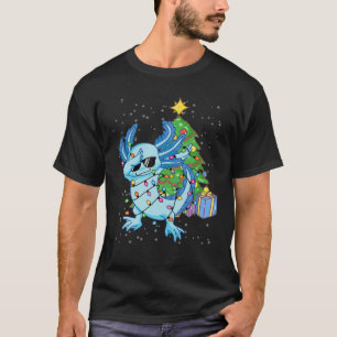 Camiseta Dabbing Axolotl Natal Lights Tree Engraçado Axolot
