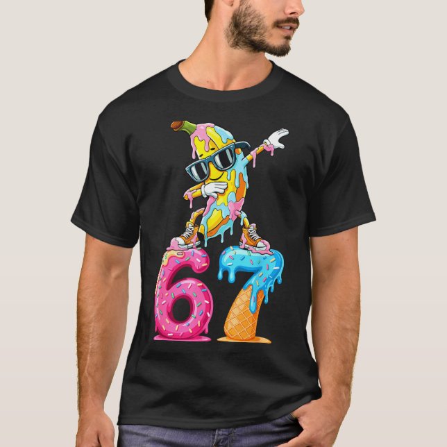 Camiseta Dabbing Banana 67 Ice Cream Drip Funny Six Seven M (Frente)