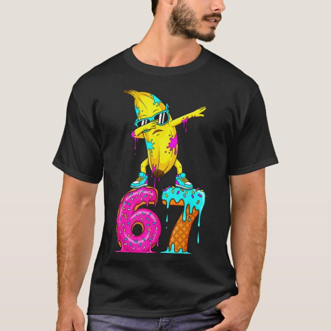 Camiseta Dabbing Banana 67 Ice Cream Drip Funny Six Seven M (Frente)