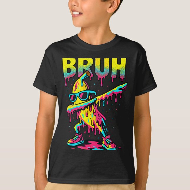 Camiseta Dabbing Banana Bruh Ice Cream Drip Banana Youth Bo (Frente)