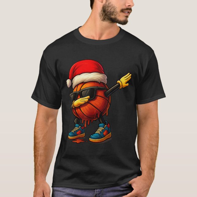 Camiseta Dabbing Basketball Sungles Funny Christmas Tee Boy (Frente)