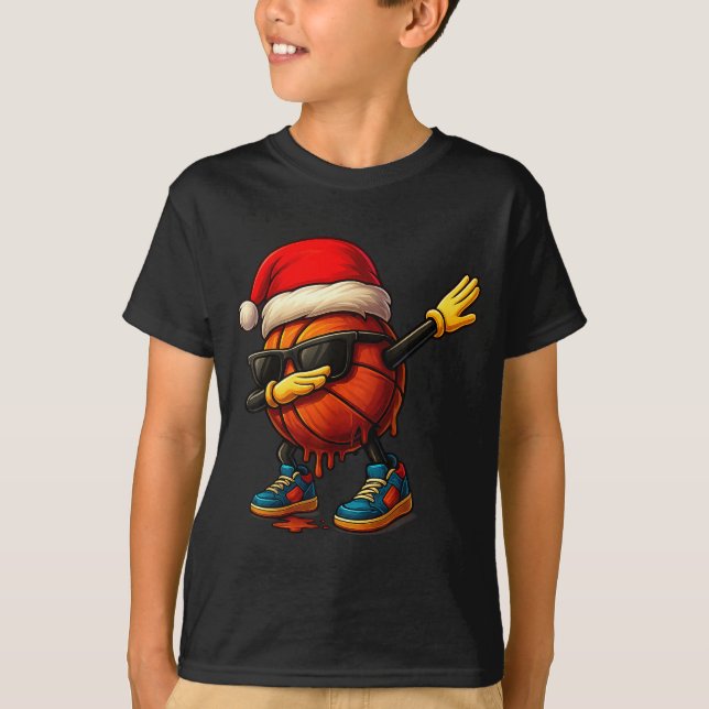 Camiseta Dabbing Basketball Sungles Funny Christmas Tee Boy (Frente)