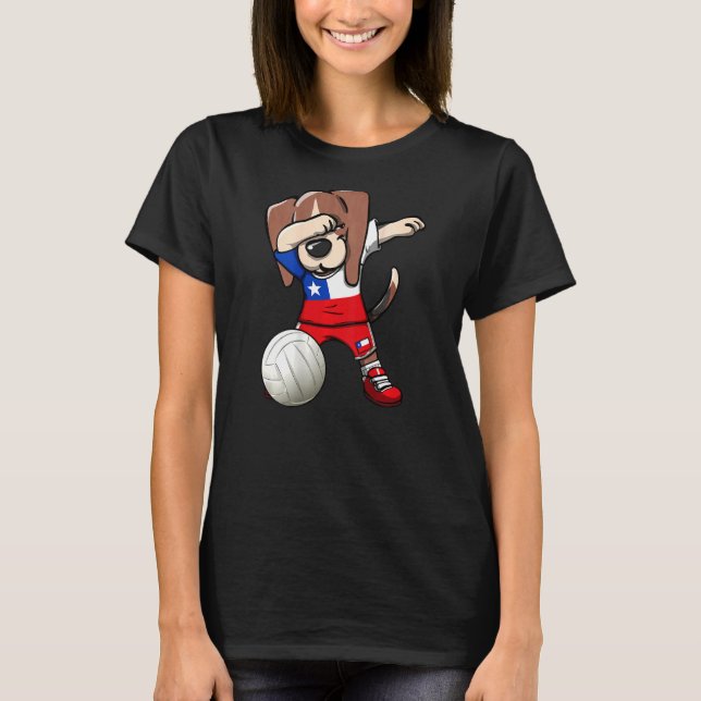 Camiseta Dabbing Beagle Dog Chile Jersey Voleibol chileno (Frente)