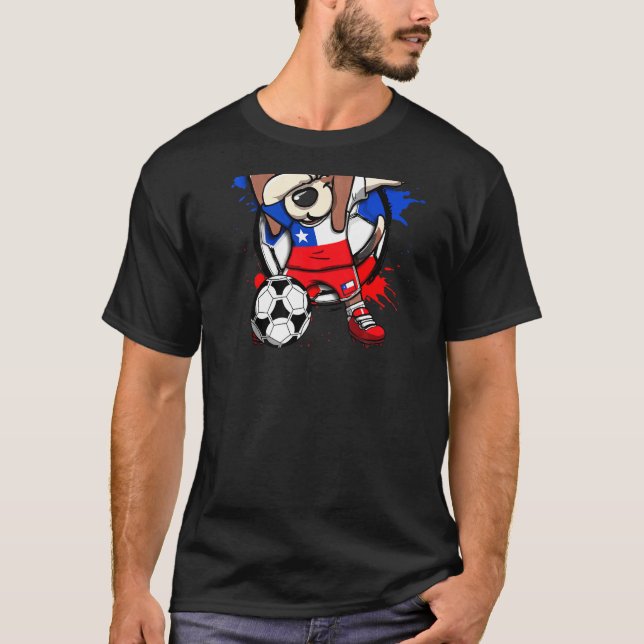 Camiseta Dabbing Beagle Dog Chile Soccer Fãs Jersey (Frente)