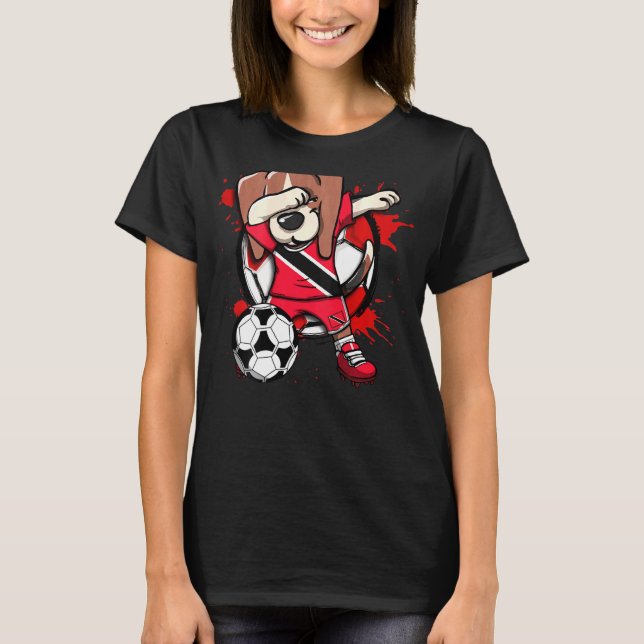 Camiseta Dabbing Beagle Dog Trinidad E Tobago Soccer Fãs (Frente)