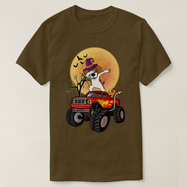 Camiseta Dabbing Beagle Dog Witch Hat Monster Truck Funny H (Frente do Design)