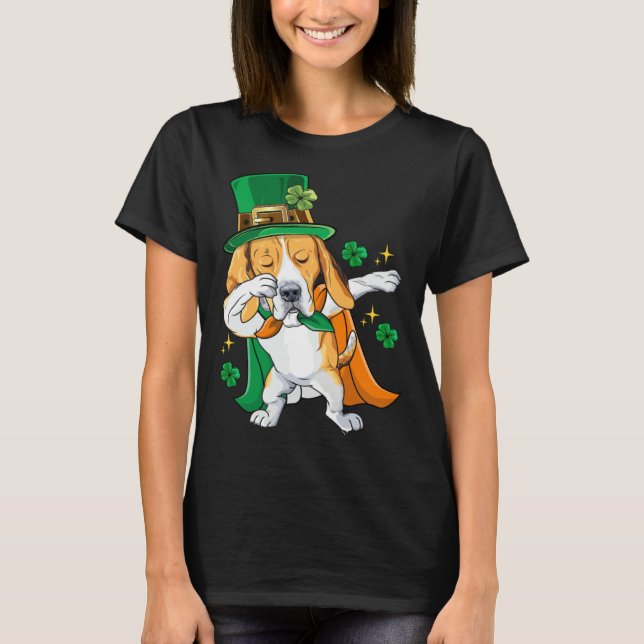 Camiseta Dabbing Beagle Leprechaun St Patricks Day (Frente)