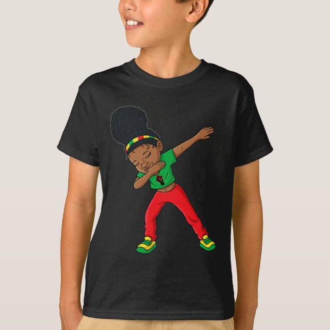 Camiseta Dabbing Black Princess Cute Brown Skin (Frente)