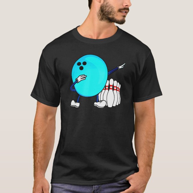 Camiseta Dabbing Bola de boliche Strike Pin Blue Team Bowle (Frente)