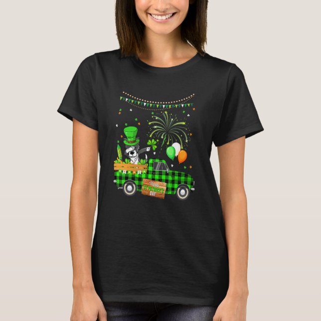 Camiseta Dabbing Border Collie Dog Shamrock Rua D de Patric (Frente)