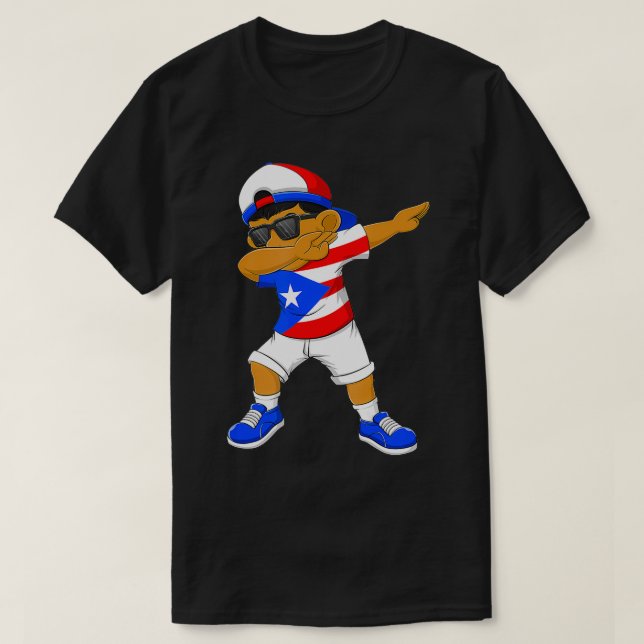 Camiseta Dabbing Boy Porto Rico Flag Kids Dab (Frente do Design)