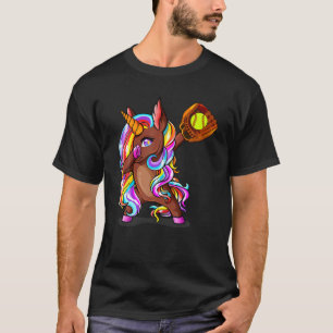 Camiseta Dabbing Brown Skin Unicorn - Baseball Softball Lov