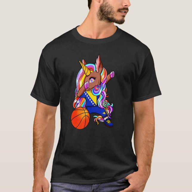 Camiseta Dabbing Brown Skin Unicorn Bósnia Herzegovina Bask (Frente)