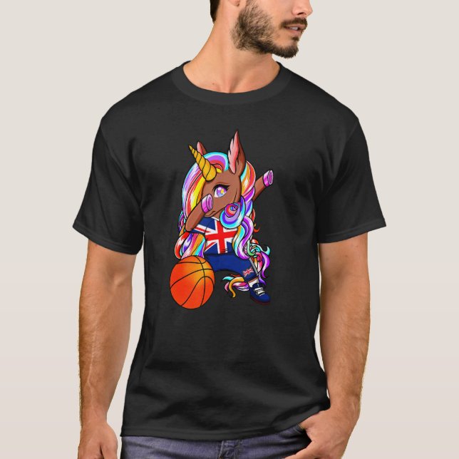 Camiseta Dabbing Brown Skin Unicorn Excelente Grã-Bretanha  (Frente)