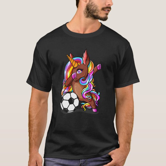 Camiseta Dabbing Brown Skin Unicorn Futebol Funny Soccer L (Frente)