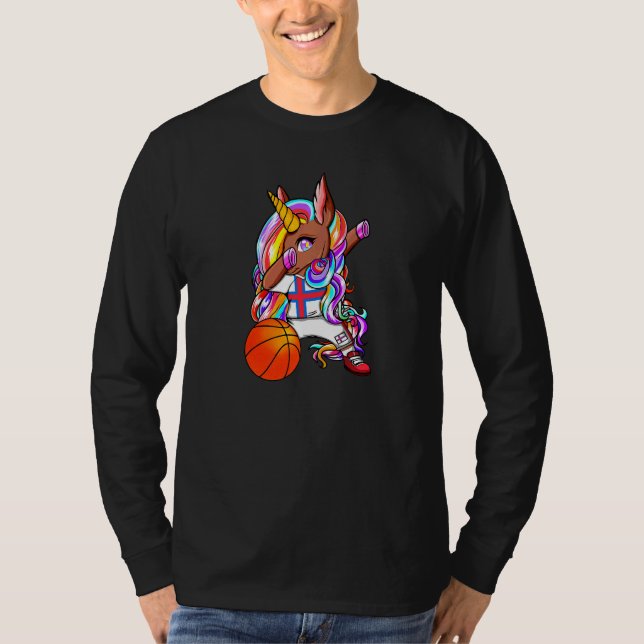 Camiseta Dabbing Brown Skin Unicorn Ilhas Faroé Basketbal (Frente)