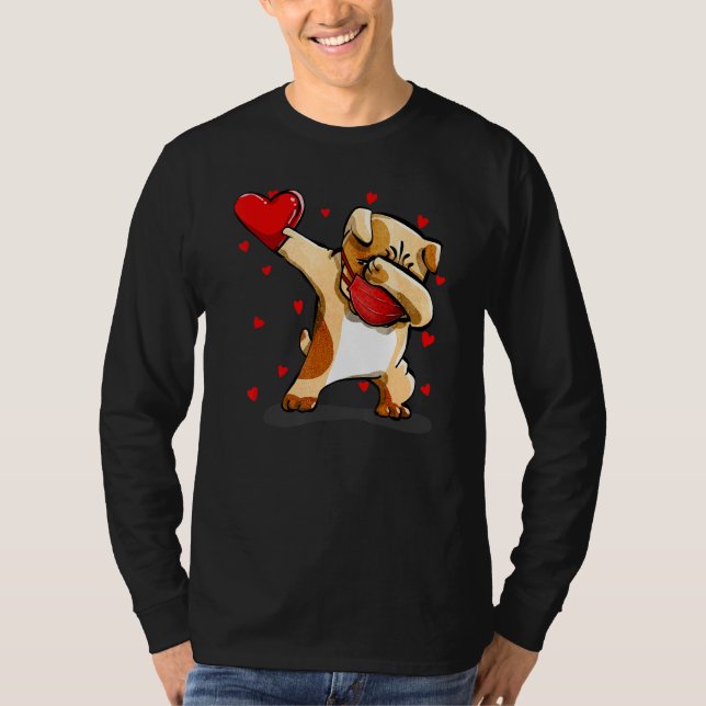 Camiseta Dabbing Buldog com Rosto Engraçado Namorados S D (Frente)