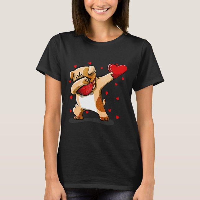 Camiseta Dabbing Bulldog Face Mask Dab Dance Valentine Gift (Frente)