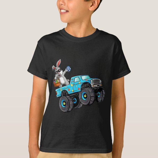 Camiseta Dabbing Bunny Felz pascoa Monster Truck Lovers Bo (Frente)