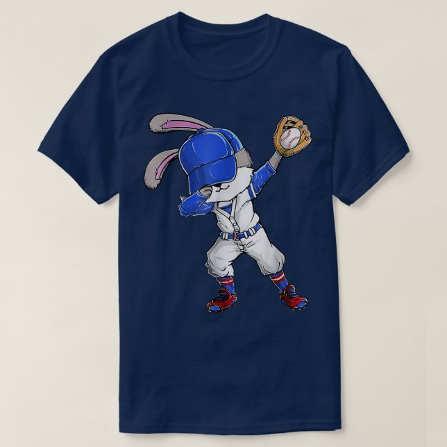 Camiseta Dabbing Bunny Páscoa Day Baseball Catcher Happy Ea (Frente do Design)