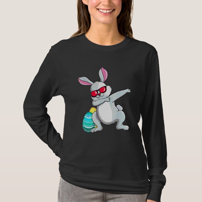Camiseta Dabbing Bunny Páscoa Day Rabbit Ovos caçando Dab B (Frente)