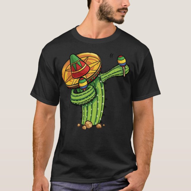 Camiseta Dabbing Cactus Shirt Cinco de Mayo Fiesta Mexicano (Frente)