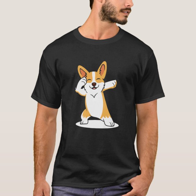 Camiseta Dabbing Cardigan Welsh Corgi Dog Cute Dog Breed Da (Frente)