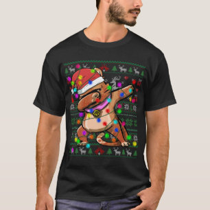 Camiseta Dabbing Cat Fairy Lights Ugly Christmas Sweater Co