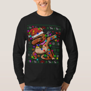 Camiseta Dabbing Cat Fairy Lights Ugly Christmas Sweater Co